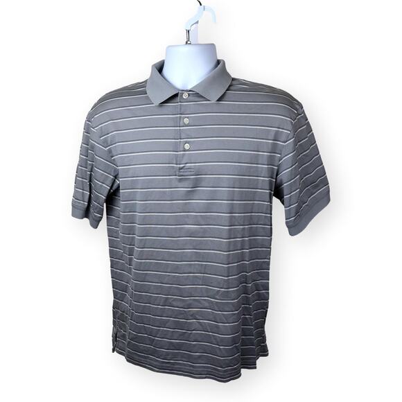 Turnbury Gray White Striped Polo Short Sleeve S - Picture 1 of 5